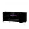 Cama Meble PAFOS Chest of Drawers with Electric Fireplace 180x42x82 cm Matte Black