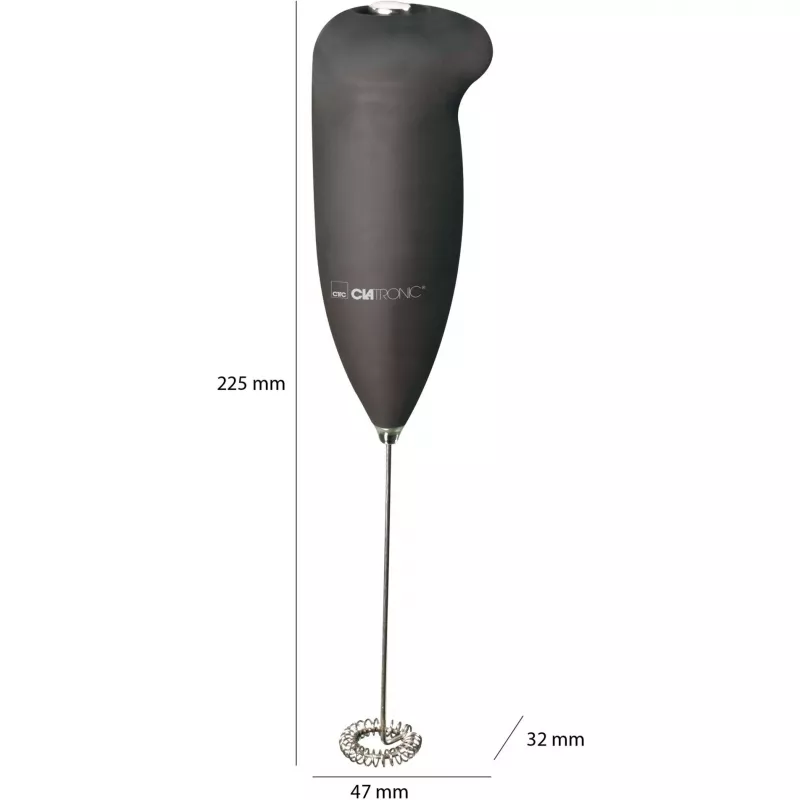 Clatronic MS 3089 Battery-Powered Milk Frother, Black/Stainless Steel