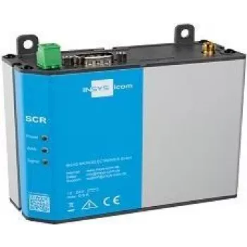 4G router INSYS icom SCR-L200 — DIN-rail/Wall mount, SMA antenna, BGP/OSPF/RIP, 10/100 Mbps LAN, MiniSIM, grey