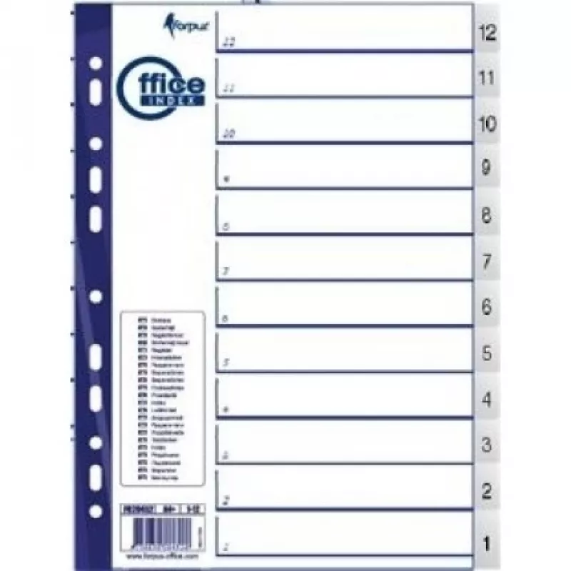 Separation sheets Forpus A4, 12-1 numbers, plastic