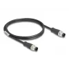 Network Cable DeLOCK M12 Cable A-coded 8 pin male to male Cat5e 1 m Black