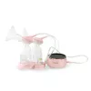 Electric breast pump neno Bella Twin — electronic, 150 ml bottles, 6 stimulation / 9 suction levels, USB Li‑Ion battery, pink/transparent