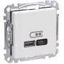 Wall power outlet Schneider Electric WDE002983 with USB-A and USB-C ports, Power Delivery, white