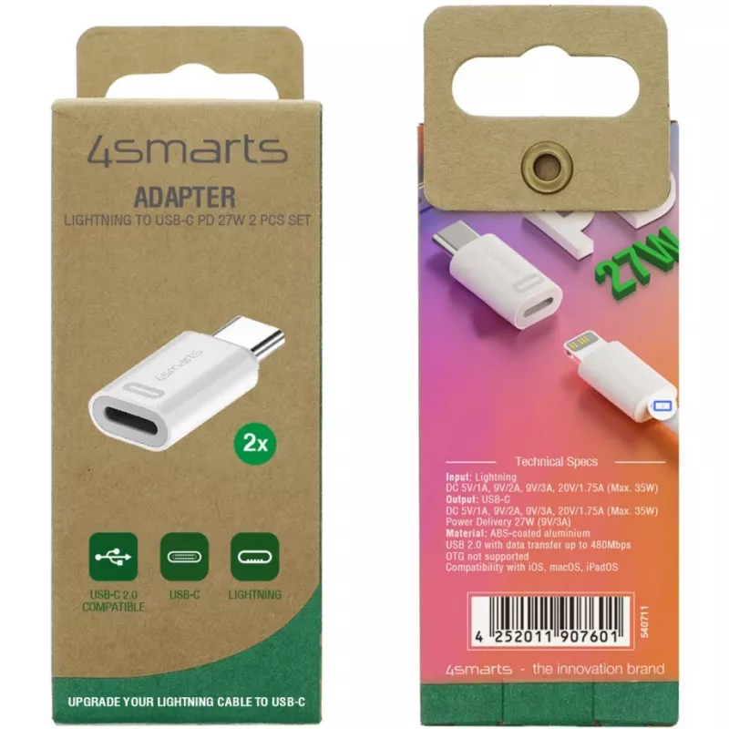 Cable Gender Changer 4smarts 540711 Lightning USB-C White