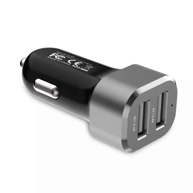 Car charger 2xUSB 2.4A aluminium