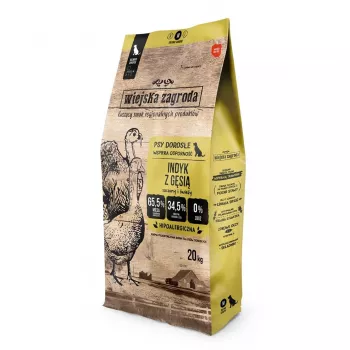 Dry dog food wiejskazagroda Turkey with goose M 20 kg — adult, grain-free, 31% protein, 20% fat