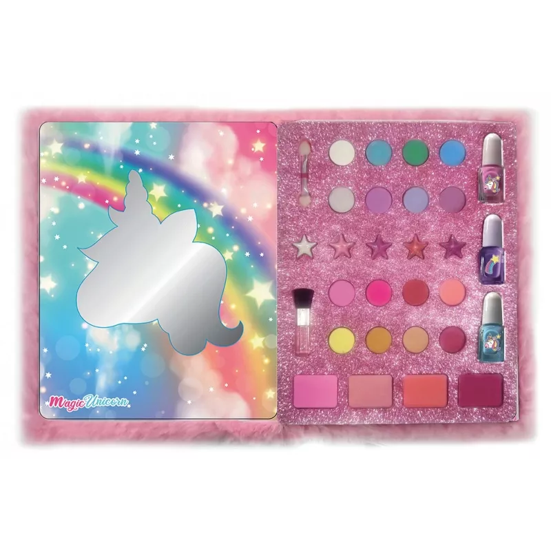 Notebook with furry unicorn cover, Clementoni - make-up diary style