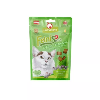 Cat treats Fox4Pets GRANATAPET FeiniSnack Poultry with Cat Grass, meaty solid snack, 50 g, grain‑free, adult cats