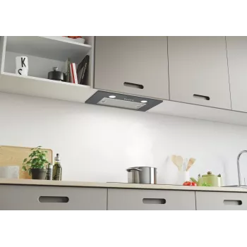 Built-in cooker hood CANDY CBG625/1X, 520 mm width, 207 m³/h, charcoal filter, rotary control, silver