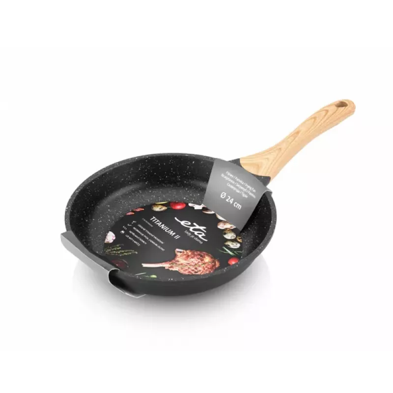 ETA | Pan | ETA792990000 TITANIUM II | Universal | Diameter 24 cm | Electric, induction, gas, glass ceramics | Suitable for induction hob | Fixed handle | Black
