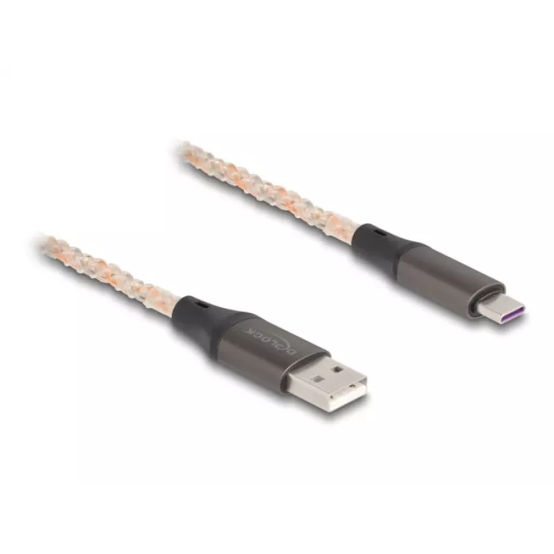 DeLOCK USB 2.0 Cable Type-A to USB Type-C RGB 1m