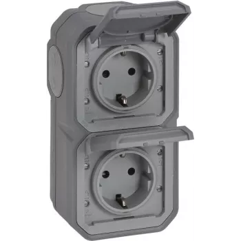 Legrand Plexo NEW APWG 069744L Schuko Socket Outlet IP44 Grey 2-way vertical 5 (069744L)