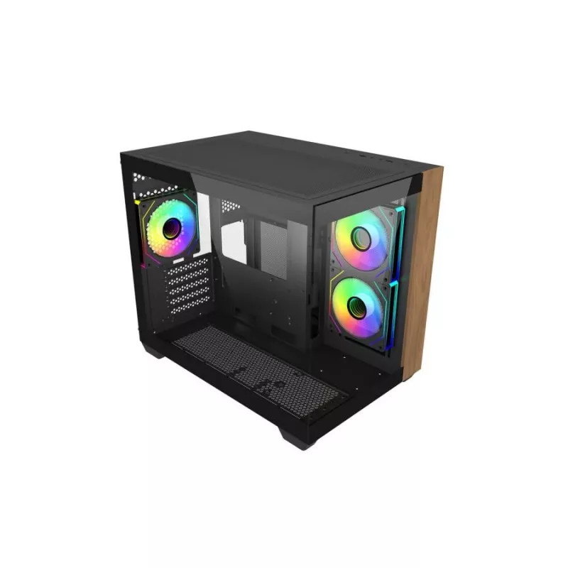 PC case Cooler Master Elite 481 Wood — dual-chamber mATX with natural wood design and dual tempered glass panels