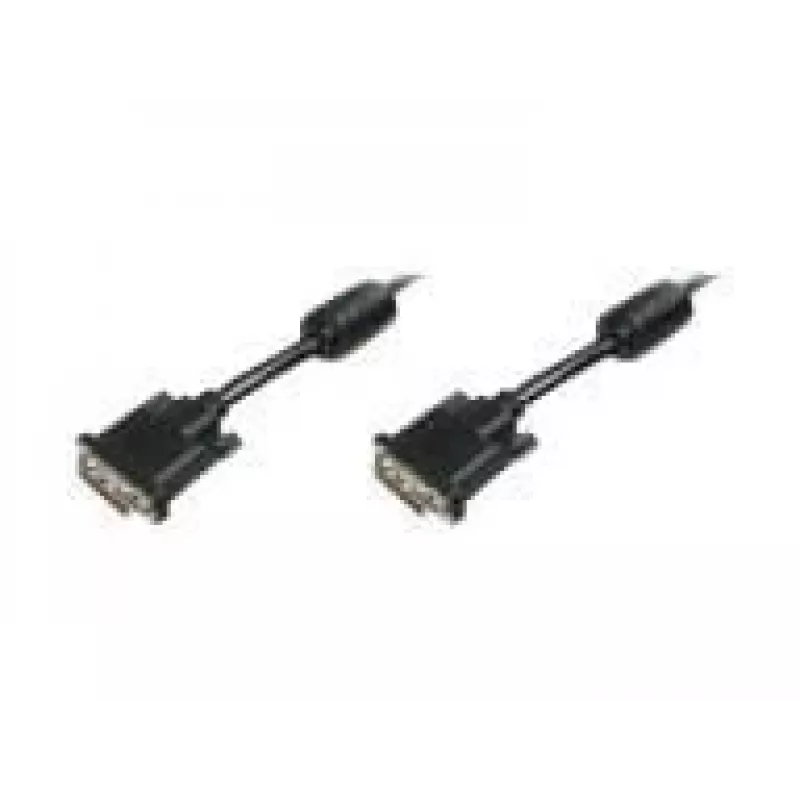 DIGITUS - DVI-Cable - Dual Link - DVI-D (M) - DVI-D (M) - 5,0m - Moulded, Thumbscrews - Black (AK-320101-050-S)