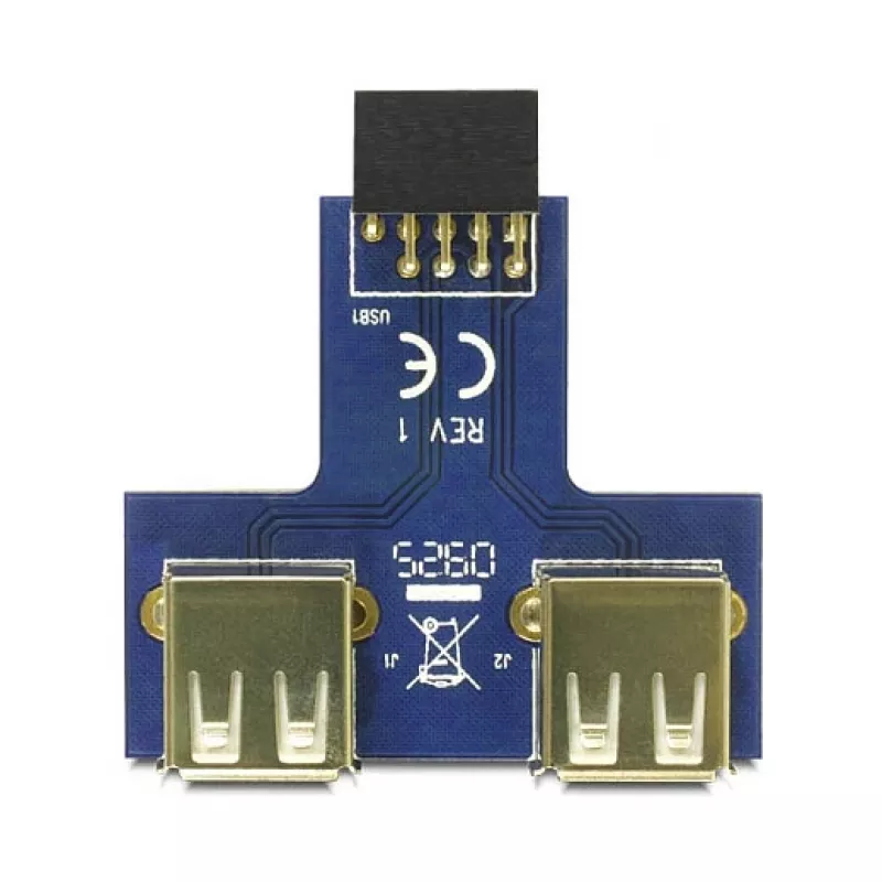 DeLOCK 9-pin 2.54 mm 2 x USB 2.0 1 x 9-pin 2.54 mm Black Blue Silver