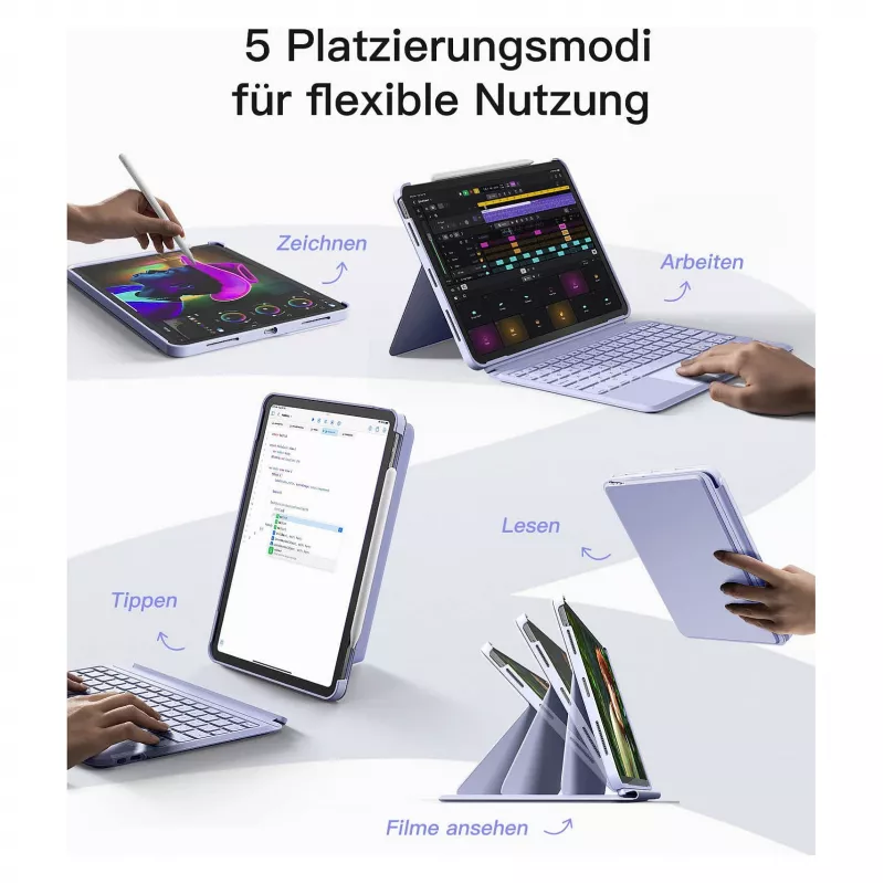 inateck Keyboard iPad 11 iPad Air 4/5Gen.Com. QWERTZ purple