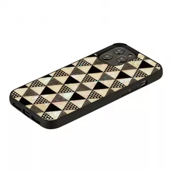 Protective phone case iKins for Apple iPhone 12 / 12 Pro — pyramid pattern, black