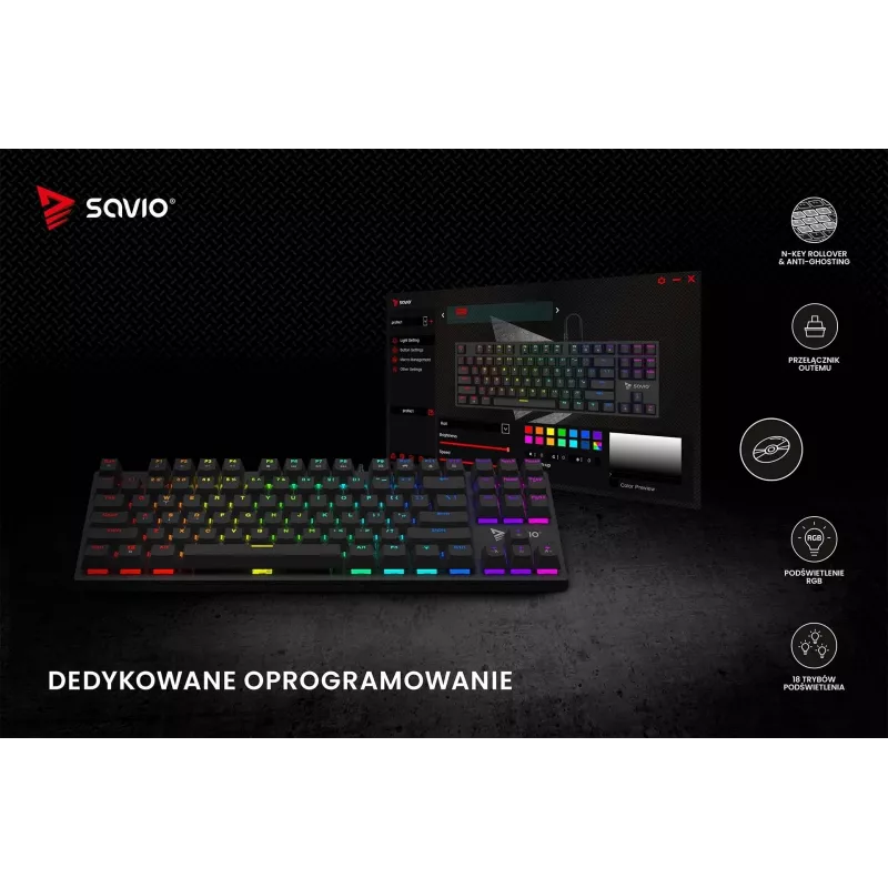 Mechanical Keyboard RGB Tempest X2 Outemu Red Savio Savgk-tempest X2 Red