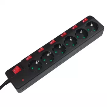 Power Extension LogiLink LPS233 1.5m 6 AC Outlets Indoor Black