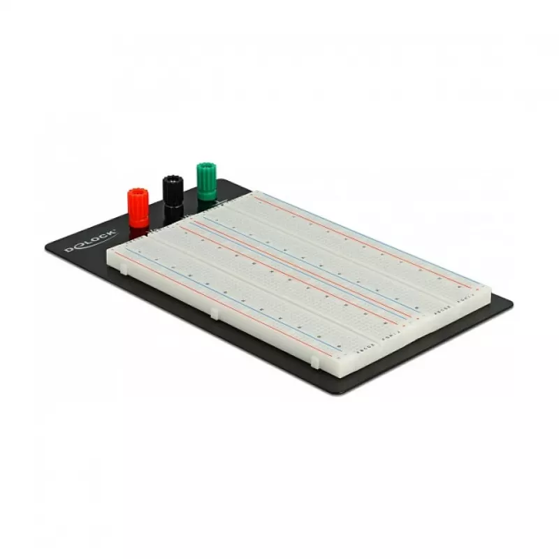 Breadboard DELOCK 18314 — solderless prototype board, metal/plastic, 109×165×1 mm, black/white