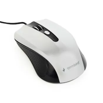 Wired ambidextrous optical mouse GEMBIRD MUS-4B-01-BS, USB Type-A, 1200 DPI, 4 buttons, black/silver