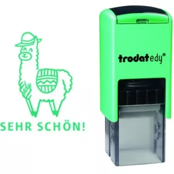Trodat 163237 printing stamp — square rubber stamp, green, 34 g, made in Austria