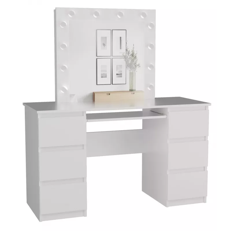 Bedroom vanity set top e shop Z.KUBA MARINA L BIEL — white particleboard, 6 drawers, 1300×510×1460 mm