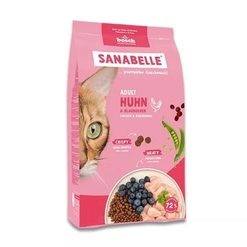 Dry cat food Bosch Sanabelle Life Adult Chicken & Blueberries 8 kg, 31% protein, 16% fat, 2% fiber