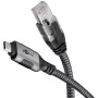 Ethernet-Cable USB-C 3.2 Gen2 Plug > RJ-45 Plug (black/Silver, 5 Meter, braided textile jacket)