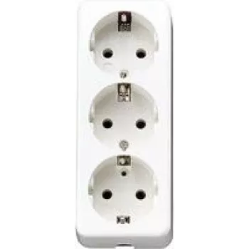 Jung Triple Schuko socket outlet with strain relief, aws 10 S 23 L WW (10S23LWW)