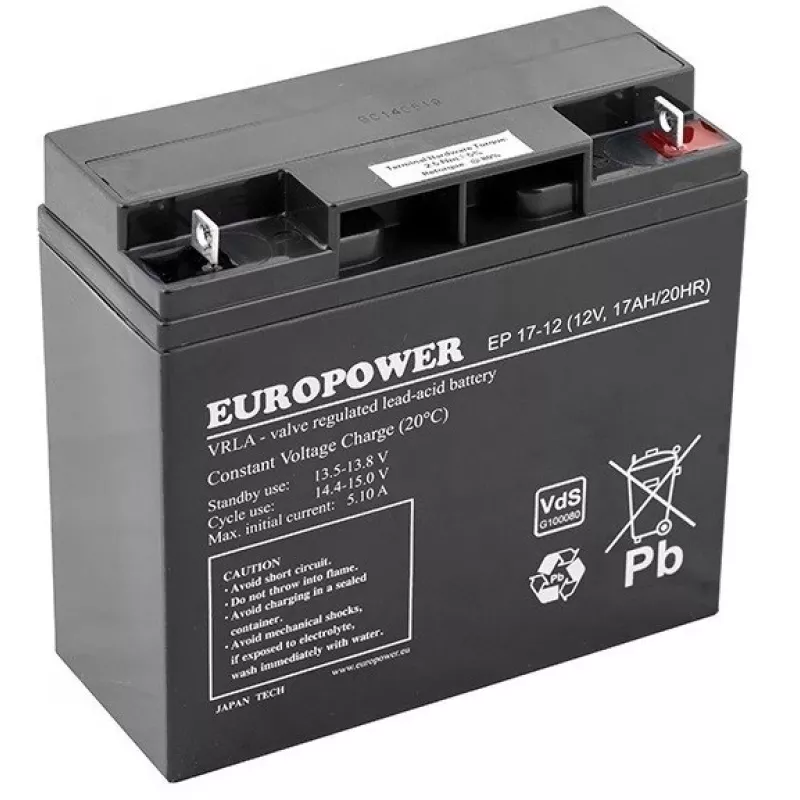 Sealed Lead-Acid AGM Battery europower EP Series 12V 17Ah – Service Life 6–9 Years