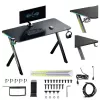 MACLEAN NanoRS RS102 Gaming Desk with RGB LED Backlight, 120x60 cm, Black