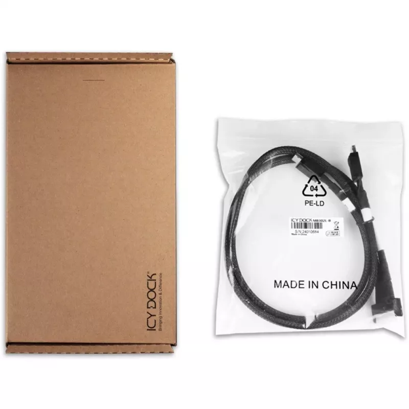 Drive converter bracket icybox MCIO 8i 74-pin SFF-TA-1016 to 2× OCuLink 42-pin 4i MB302L-B