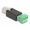 DeLOCK 66607 cable gender changer RJ45 3 pin terminal block Black Green
