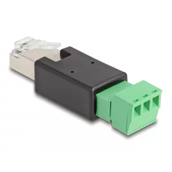 DeLOCK 66607 cable gender changer RJ45 3 pin terminal block Black Green
