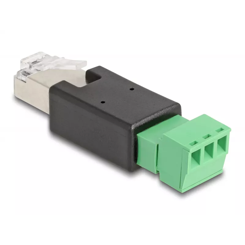 DeLOCK 66607 cable gender changer RJ45 3 pin terminal block Black Green
