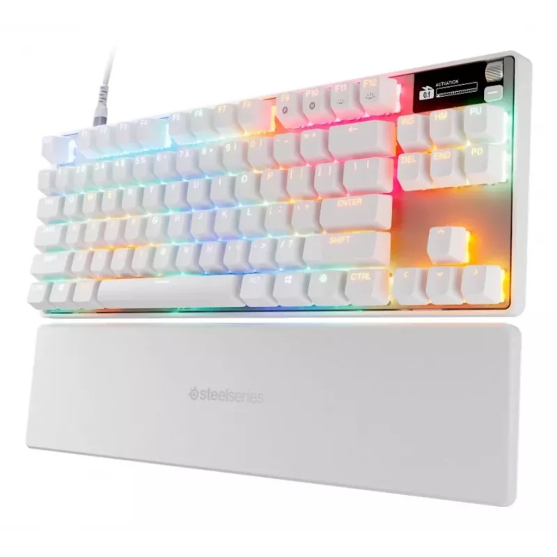 Mechanical TKL Gaming Keyboard STEELSERIES Apex Pro TKL Gen 3 White — US layout, RGB, adjustable switches