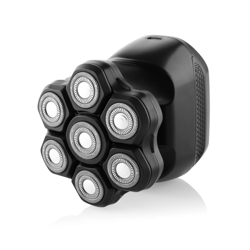 Head shaver ETA Jason 534390000 black ? 7-blade rotary head shaver, Li-Ion rechargeable, washable, 60 min runtime