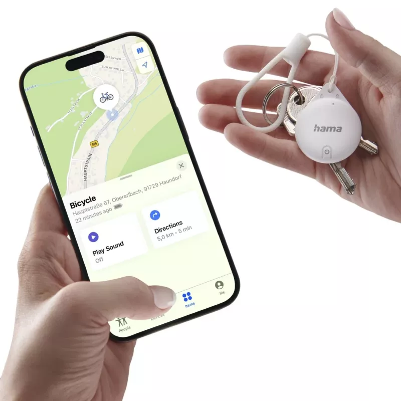 HAMA Item Finder 00185815 Bluetooth for Apple Find My app, white — tracker for locating personal items