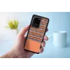 Phone case man and wood for Samsung Galaxy S20 Ultra — brown check with black trim