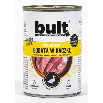 Wet dog food BULT Rich in duck 800 g — complete canned wet food, 12% protein, 6.5% fat, 77% moisture