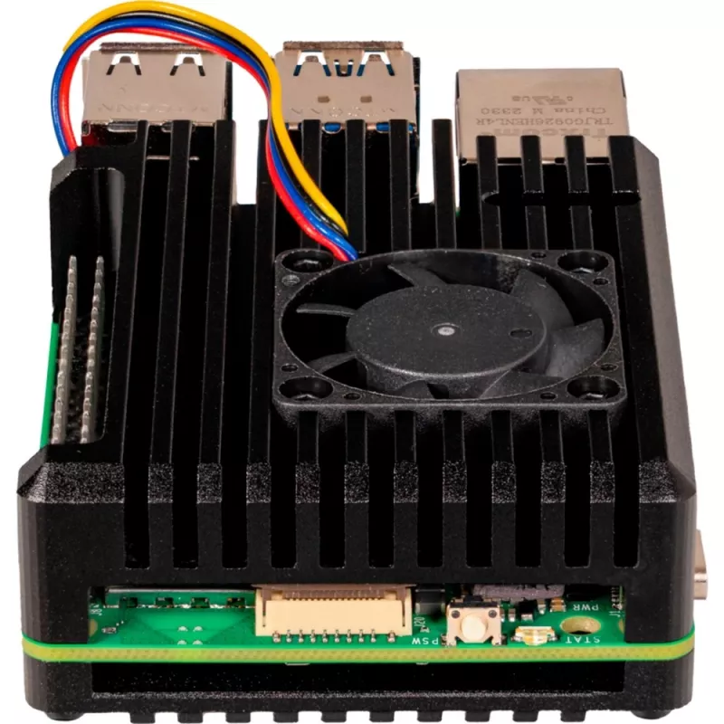 Joy-IT Armor Case BLOCK ACTIVE SBC-Enclosure suitable for development kits Raspberry Pi (RB-AlucaseP5-07FAN)