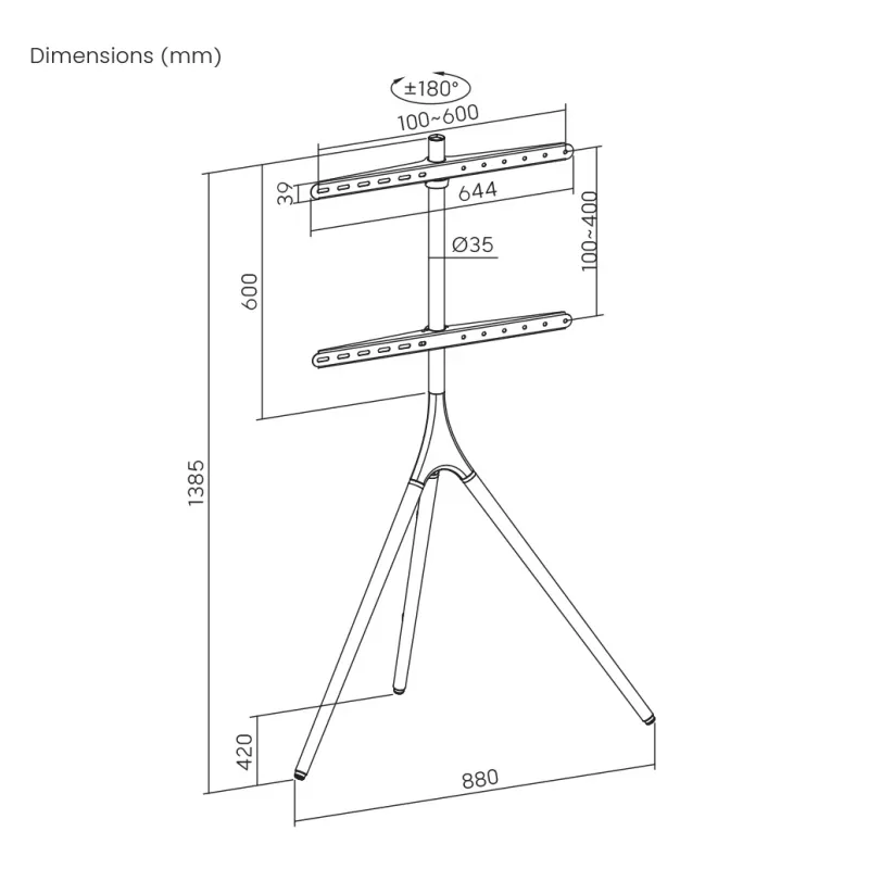 Mounting bracket SBOX FS-1246F 45–65° tilt, load 32 kg, platform 600×400 mm