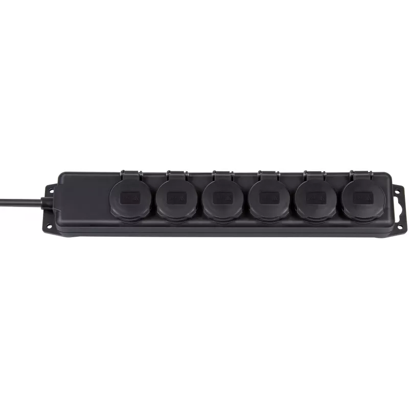 power strip IP44 6-way black 2m H07RN-F 3G1,5 (1159970)