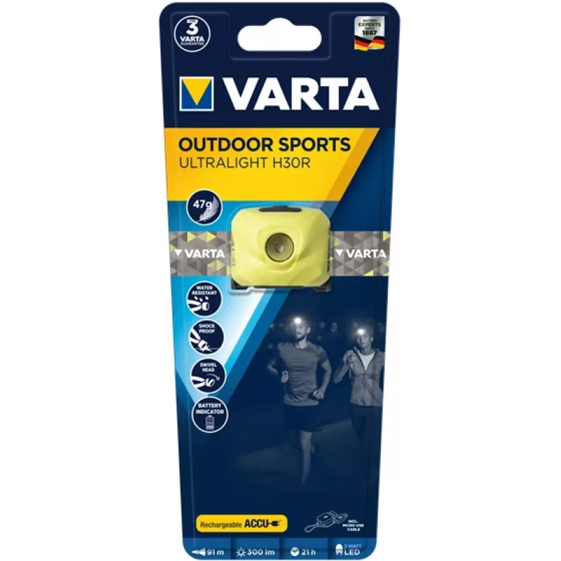Headband flashlight Varta OUTDOOR SPORTS ULTRALIGHT H30R Lime