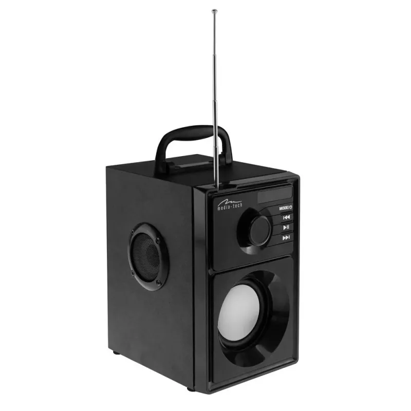 Wireless speaker MEDIA-TECH MT3179, 20W (RMS 15W), Bluetooth 5.1, FM, MicroSD, USB, AUX, Li-Ion, 6 h, wooden housing