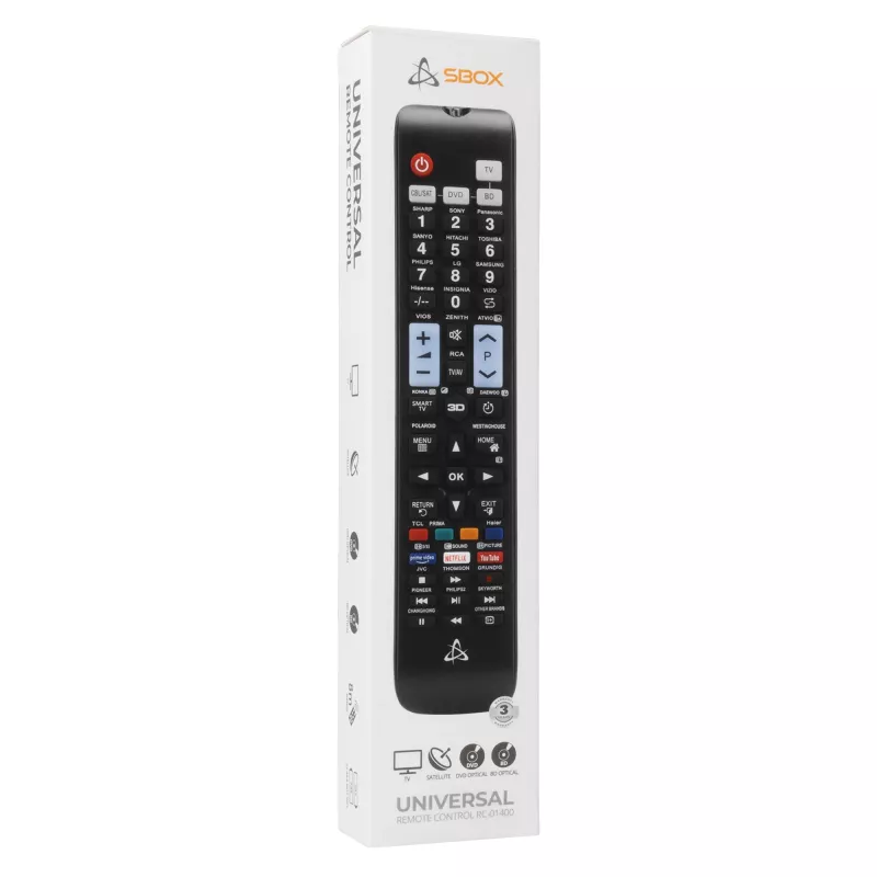 Remote control SBOX RC-01400 — universal replacement for TVs, set-top boxes and DVD players