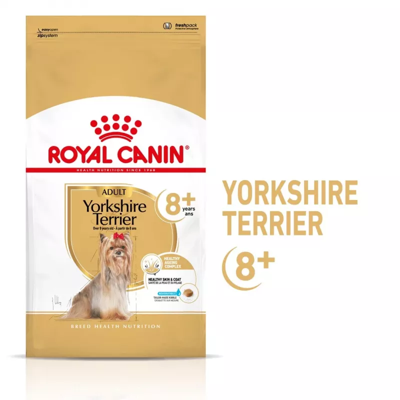 Dry dog food Royal Canin Yorkshire Terrier 8+ 1.5 kg — poultry, senior small breed, 29% protein, 18% fat