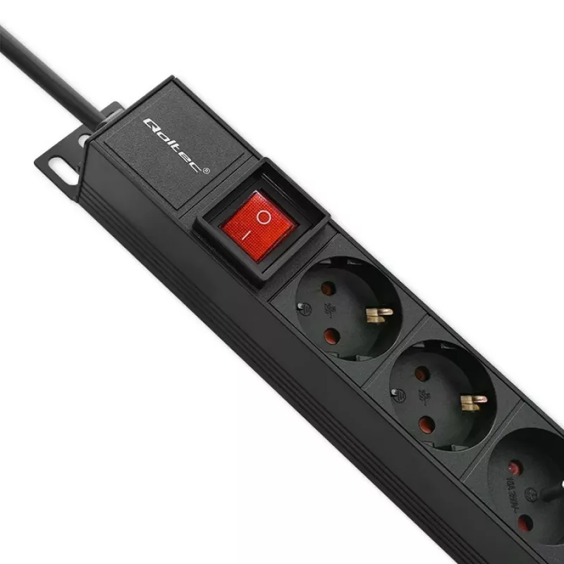 Qoltec Aluminum PDU for RACK | 16A | 16 x Schuko | Vertical | 1.8m