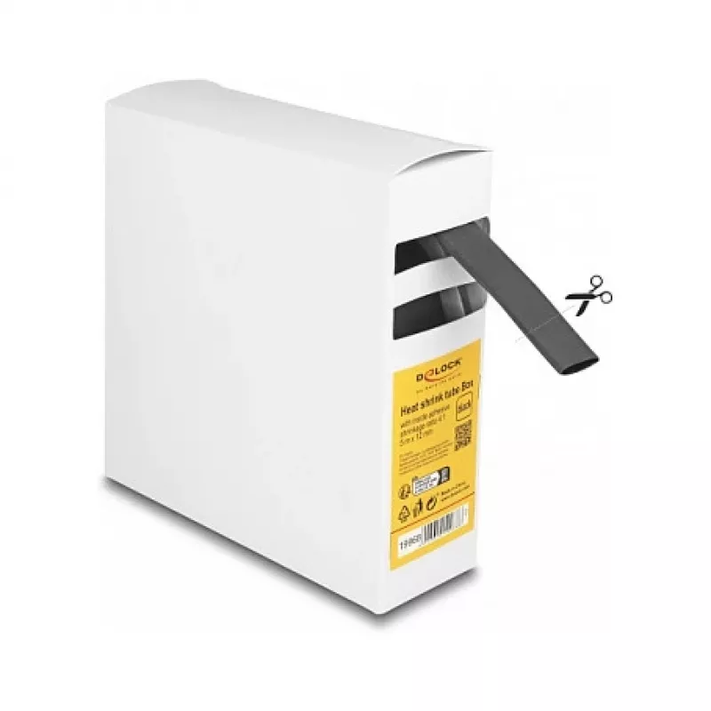 Heat shrink tube DeLOCK 19968 4:1 adhesive black 5m x 12mm